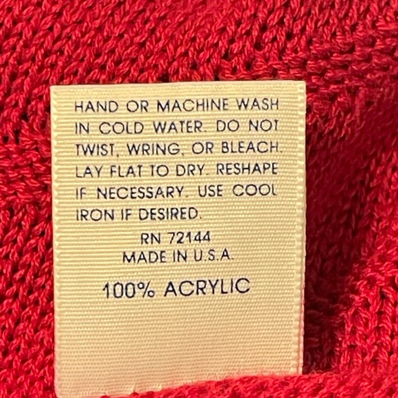 Vintage Sweaters USA Textured Ribbed Red Sweater Top Size Small Pullover - Picture 10 of 10